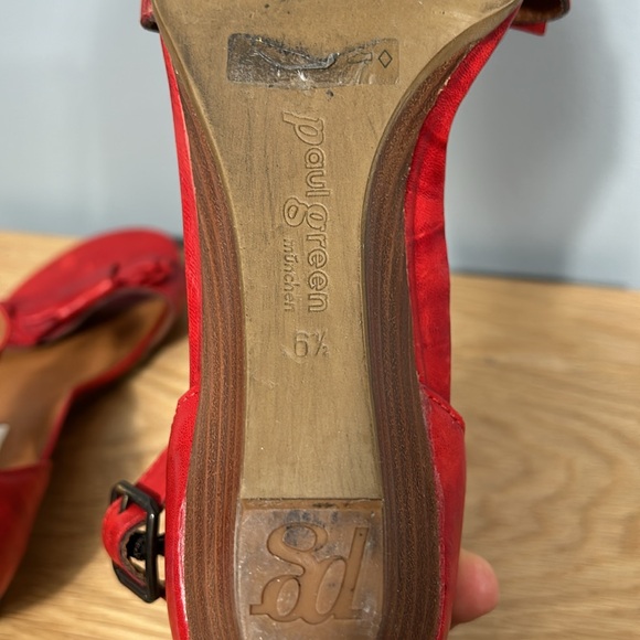 Paul Green Munchen Wedge Sandal Red Leather Big Bow Open Toe Ankle Strap US 9 - Picture 12 of 16